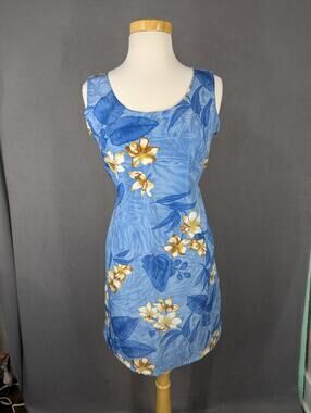 Vintage Women's Looking Good Blue Pink Floral Tank Dress M